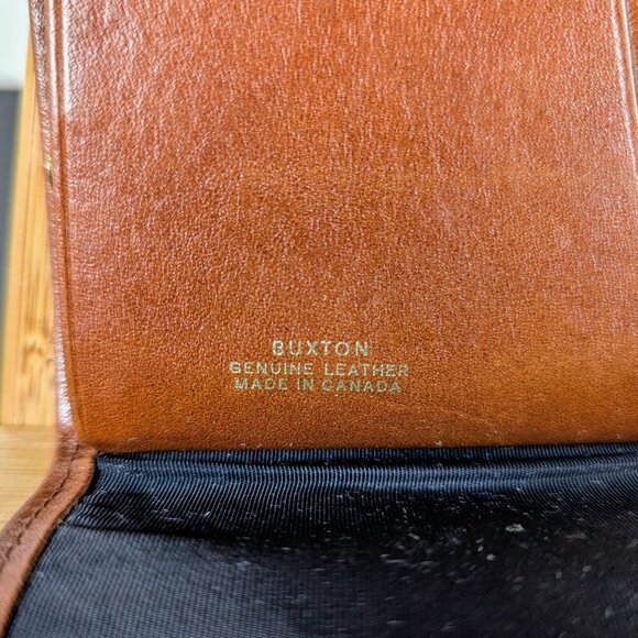 Vintage Buxton Tan Leather Bifold long check wallet pen holder coin purse - Picture 4 of 4